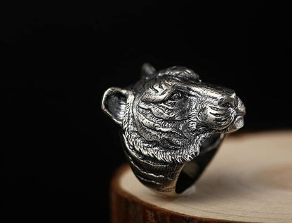 Silber Ring mit Löwenkopf-Design für Herren