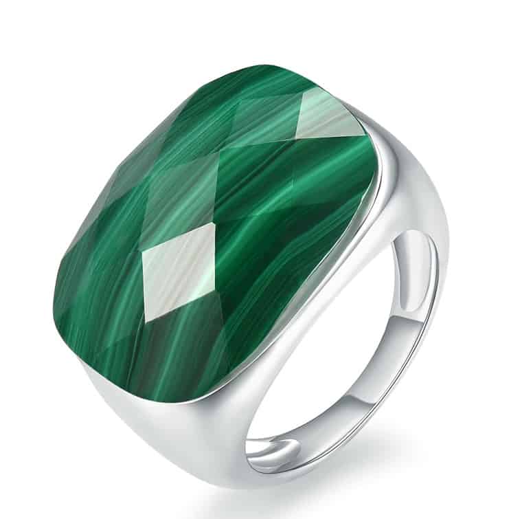 Grüner Stein Silber Ring für Frauen