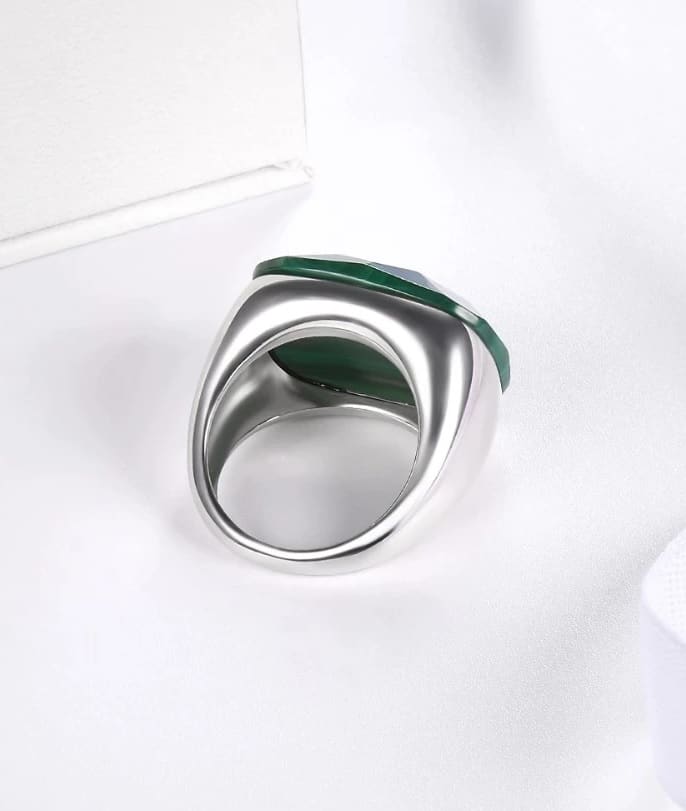 Grüner Stein Silber Ring für Frauen