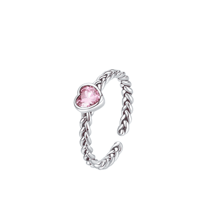 Rosa Herz Helix Ring Silber 
