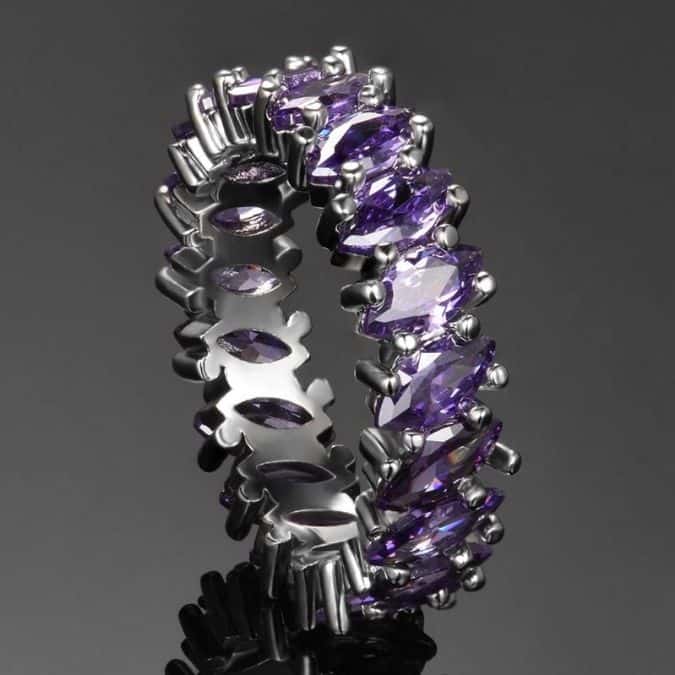 Lila-Amethyst-Stein-Silberring