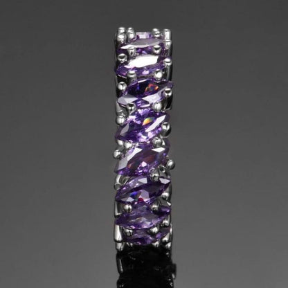 Lila-Amethyst-Stein-Silberring