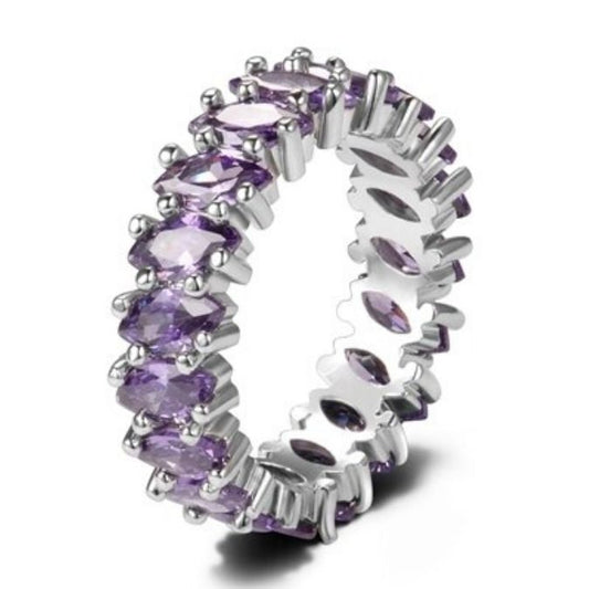 Lila-Amethyst-Stein-Silberring