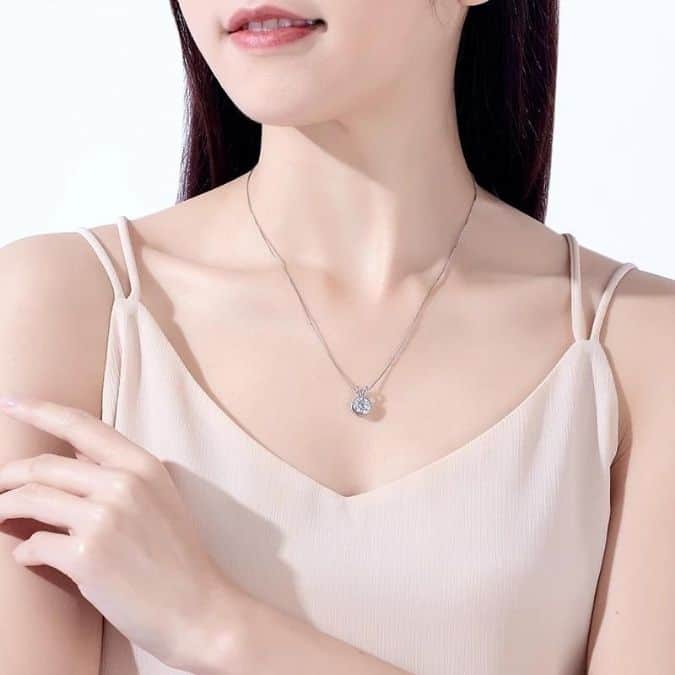    Moissanite-Stein-Sterling-Silberkette