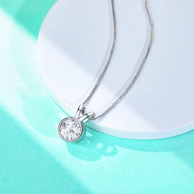    Moissanite-Stein-Sterling-Silberkette