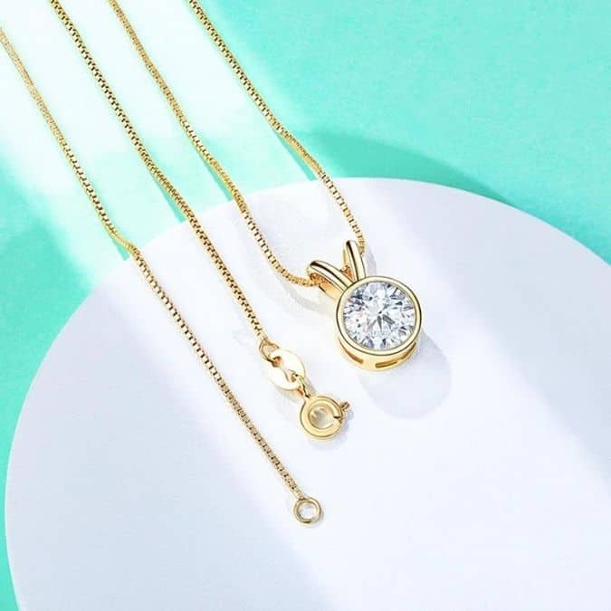    Moissanite-Stein-Sterling-Silberkette