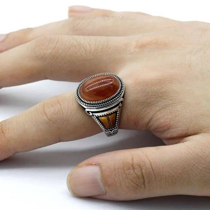 Naturquarz-Stein-Ring-fur-Herren