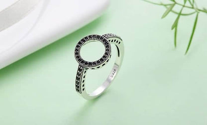 Silber Ring mit schwarzem Zirkonia Stein für Damen