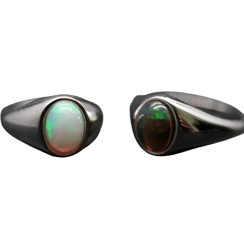 Opla-Ringe aus grünem und weißem Stein