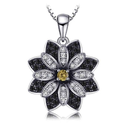 Quarz-Stein-Blumen-geformte-Sterling-Silber-Kette