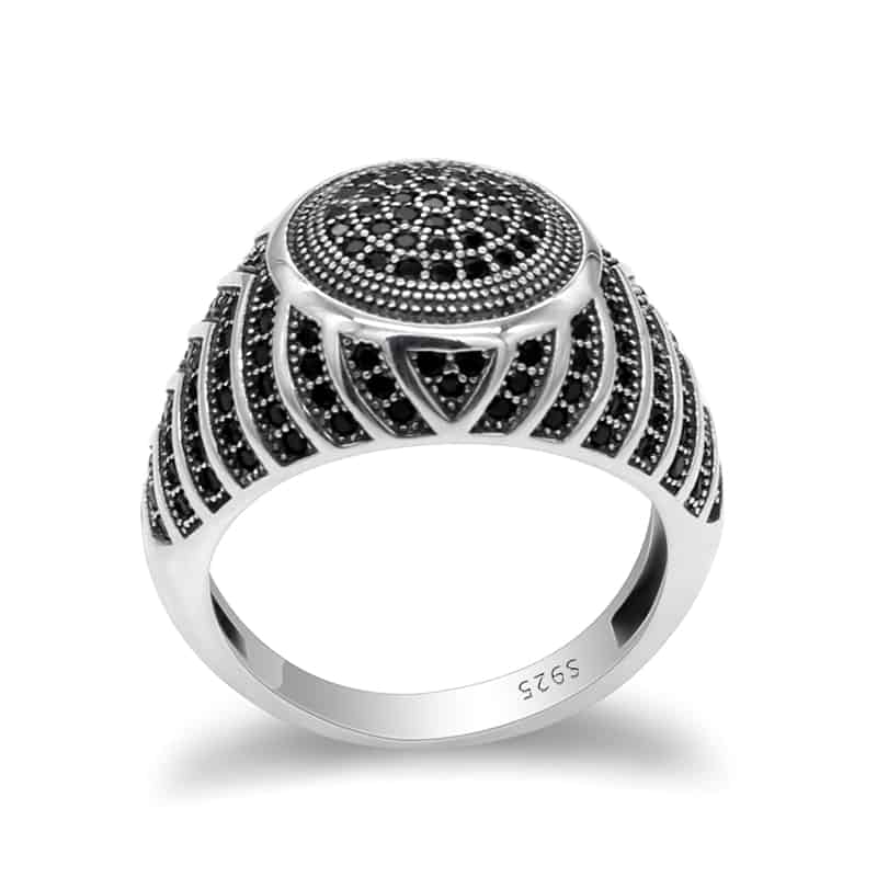 Schwarzer Zirkon Stein Silber Ring