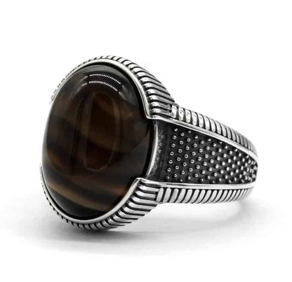 Ring mit Schwarzem Stein für Herren