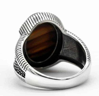 Ring mit Schwarzem Stein für Manner