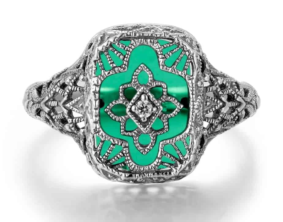 Ring-mit-Stein-Damen-Verlobungsring-Vintage