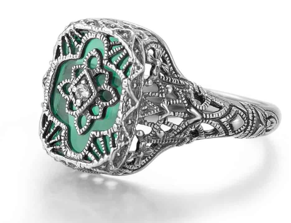 Ring-mit-Stein-Damen-Verlobungsring-Vintage