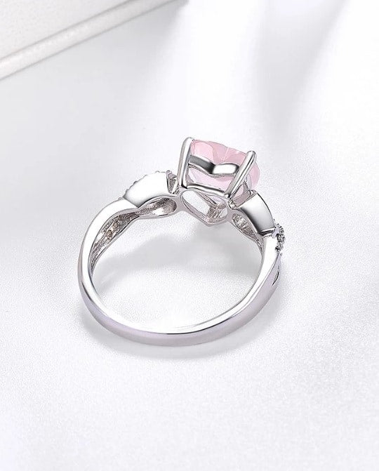 Rosa Herz Sterling Silber Ring für Frauen