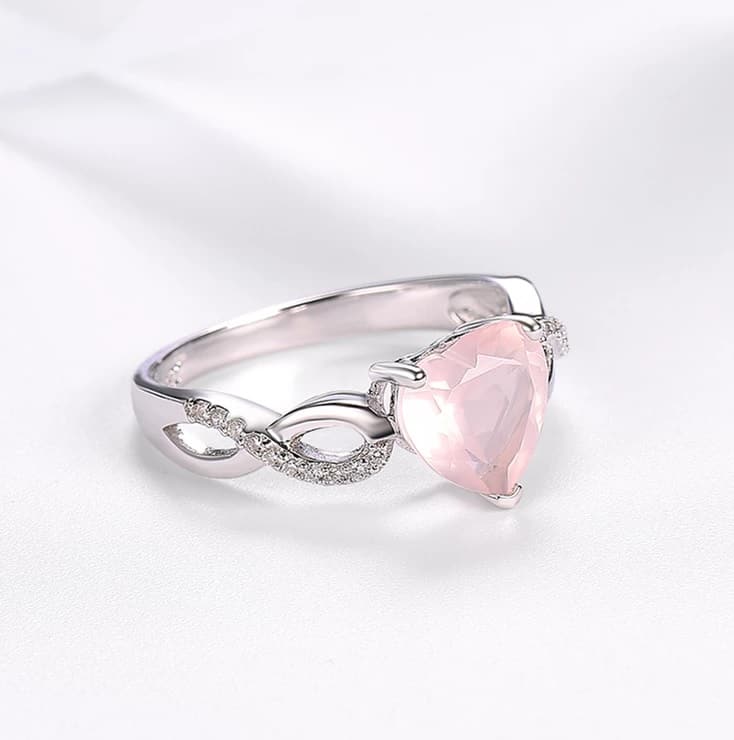 Rosa Herz Sterling Silber Ring für Frauen