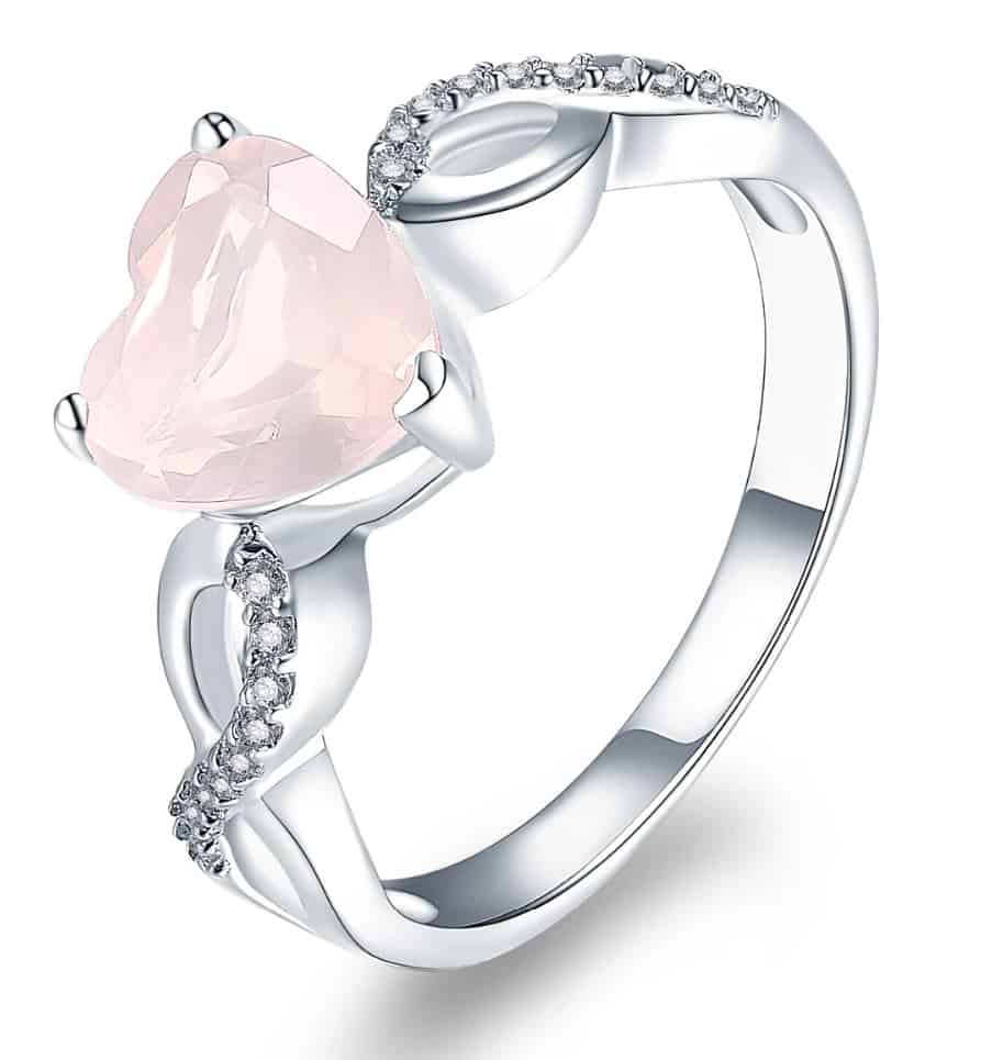 Rosa Herz Sterling Silber Ring für Frauen