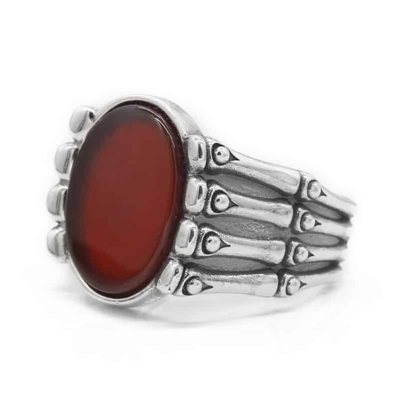 Roter Achat-Stein Extravagante Ring Silber 