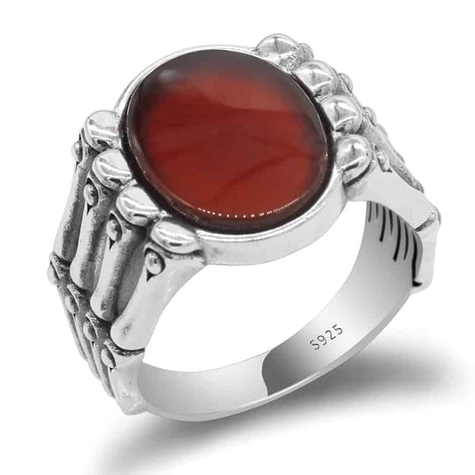 Roter Achat-Stein Extravagante Ring Silber 