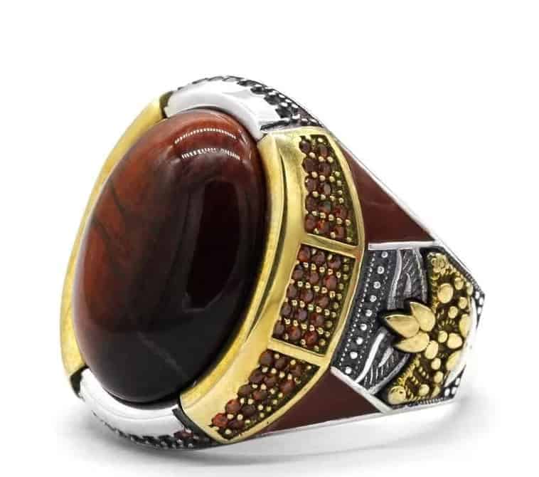 Silber Ring mit rotem Onyx-Stein für Damen und Herren