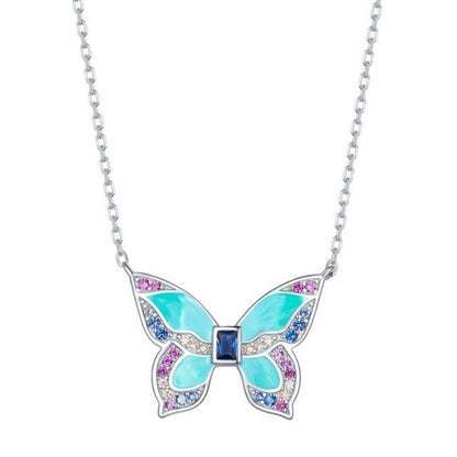 Schmetterling-gemusterte-Silberkette