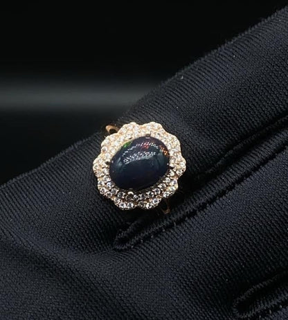 Schwarzer Opal Ring für Damen Ringsilber