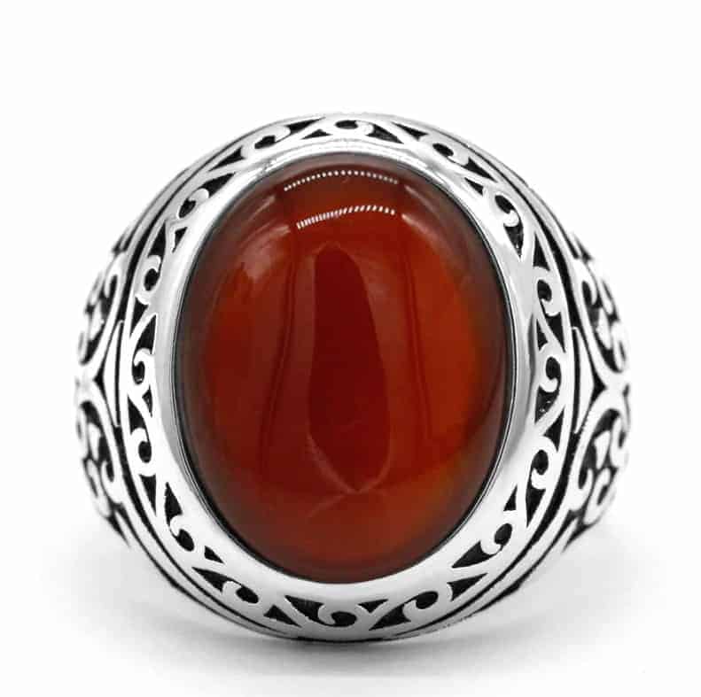 Ring mit roter Achat Stein für Herren und Damen