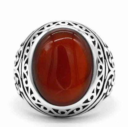 Ring mit roter Achat Stein für Herren und Damen