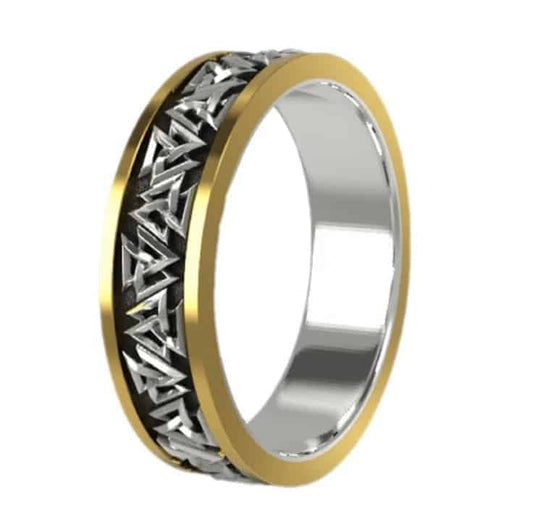Silber Wikinger Ring für Männer und Frauen in gelb schwarzer Farbe