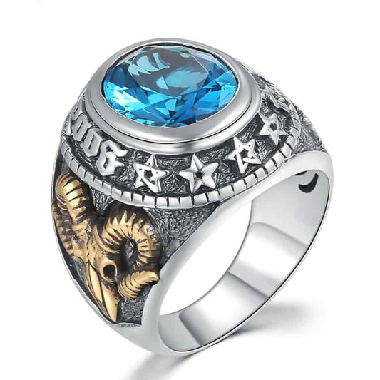 Silberring mit Big Blue Zirkonia Stein