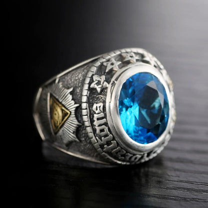 Silberring mit Big Blue Zirkonia Stein