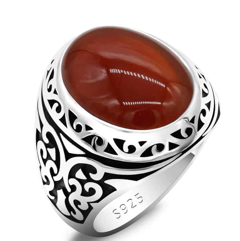 Ring mit roter Achat Stein