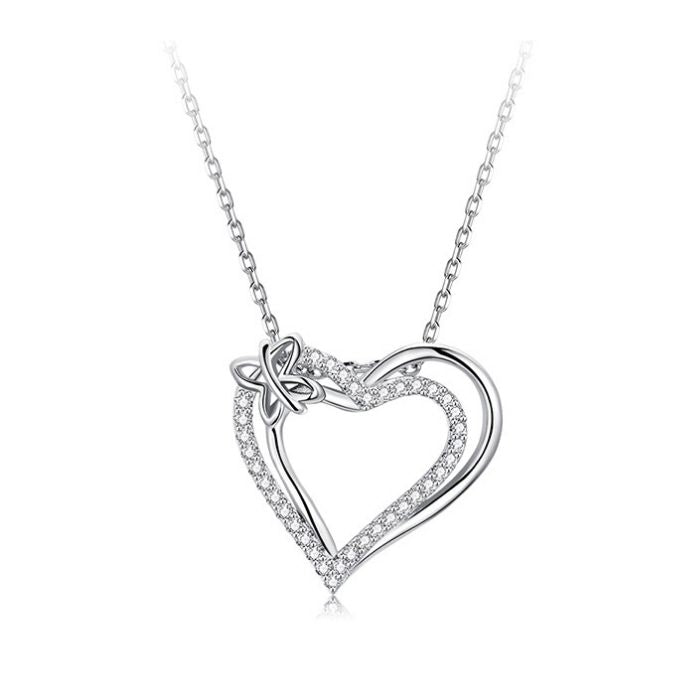 Sterling-Silber-Herz-Kette