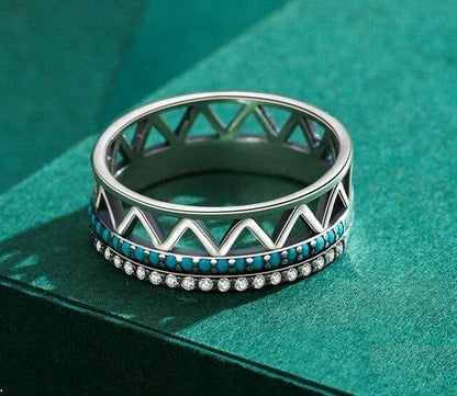 Blauer Türkis Stein Silber Ringe für Damen