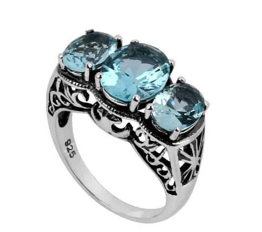 Verlobungsring-Vintage-Aquamarin-Stein-Ring