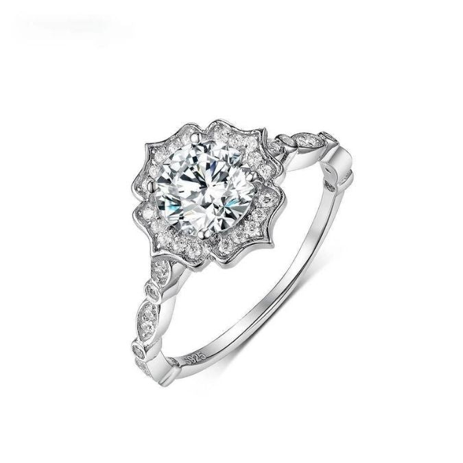 Vintage-Verlobungsring-Silberne-Damen